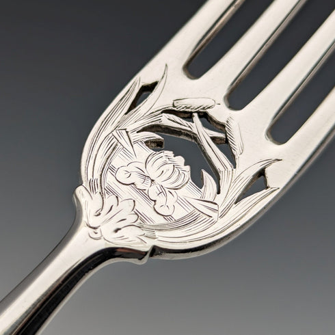 1836 British Antique Pure Silver Handle Fish Cutlery Pair Elkington